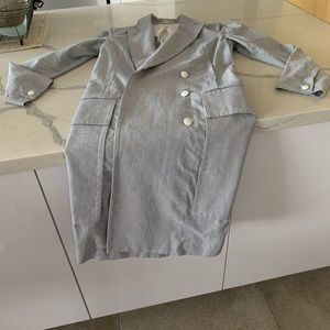 rag & bone light blue pin stripe trench coat